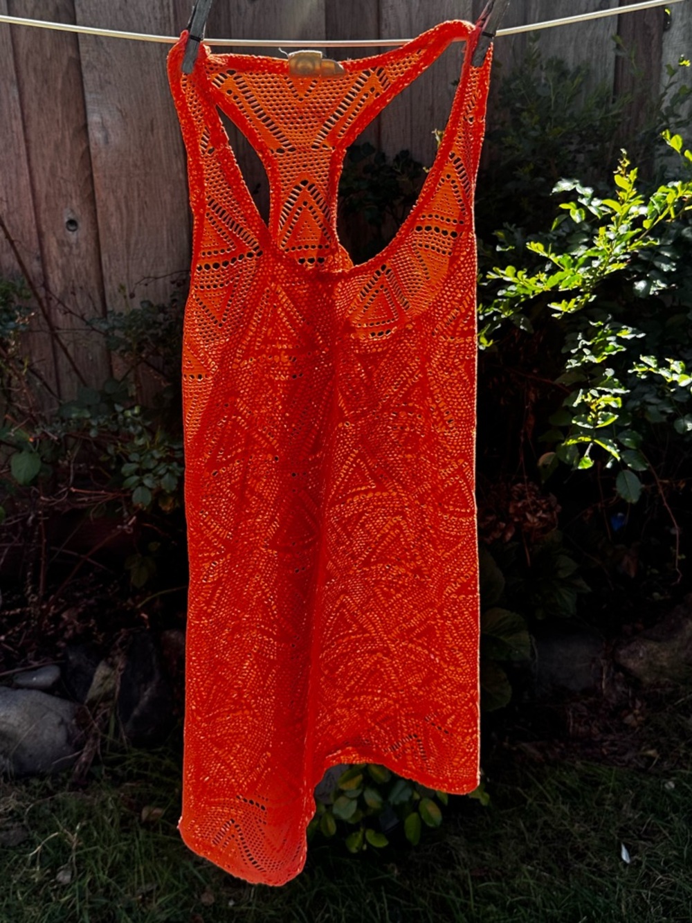 Lagaci Neon Orange Crochet Swim Cover